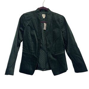 NWT J.Crew Womens Dark Green Velvet Blazer Sz 2 Slim Fit 98% Cotton Polka Dot